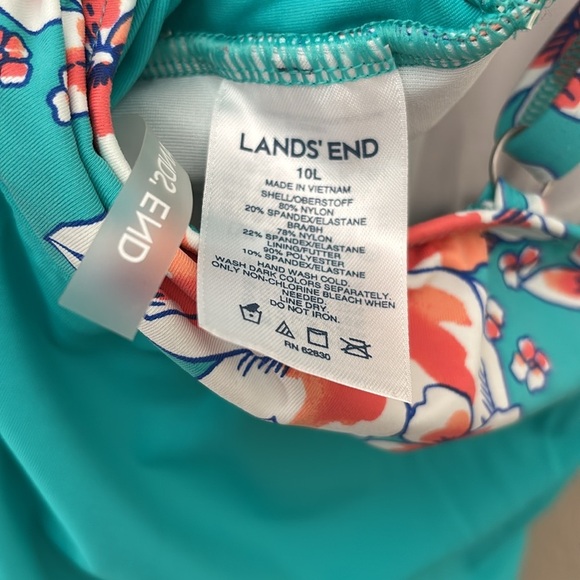 Women’s Lands End Tankini Top, Size 10L, Teal Floral - Picture 7 of 7
